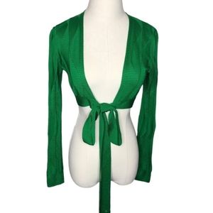 Missoni Authentic Cropped Wrap Tie Front Long Sleeve Sweater Size 6 Green